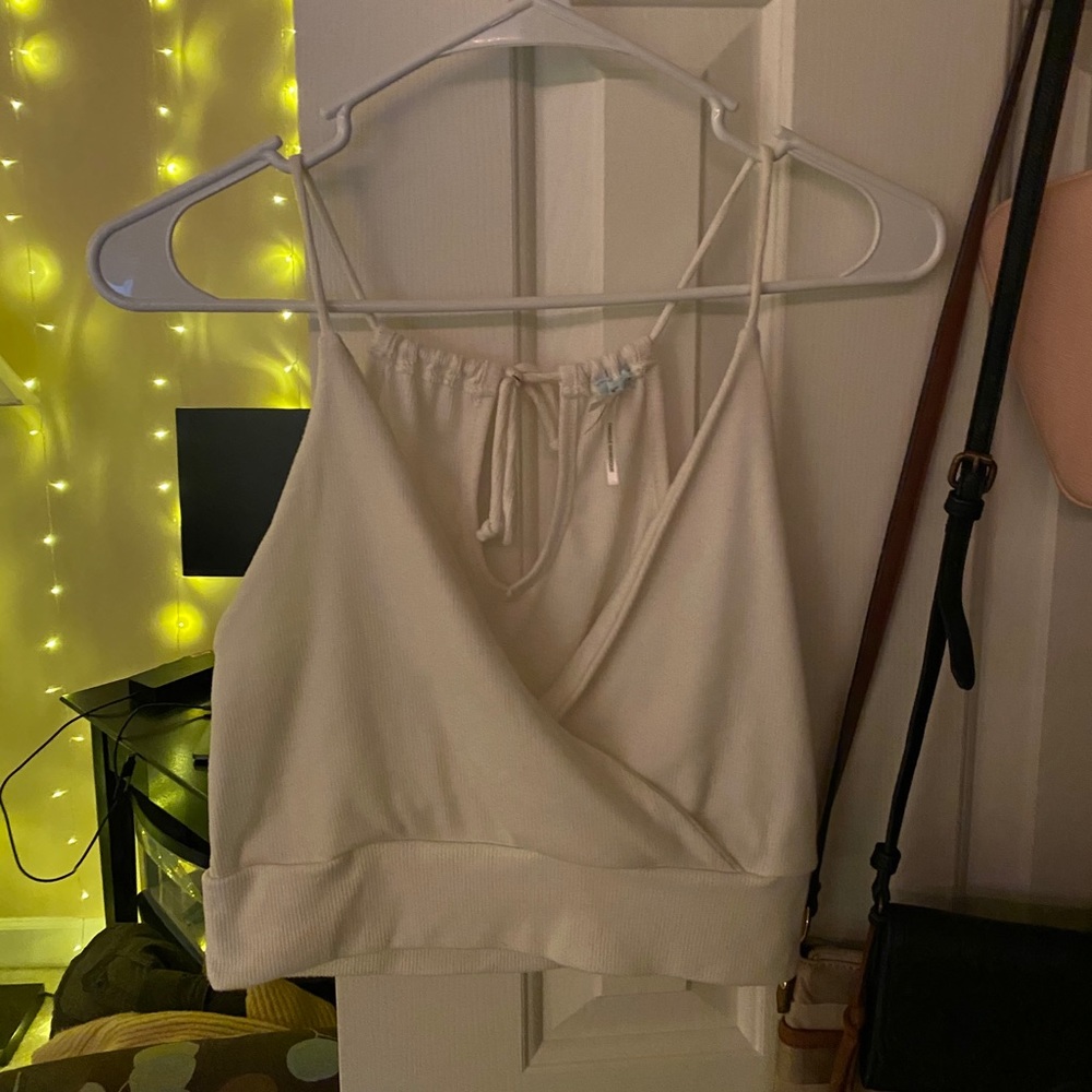 white cropped tank top